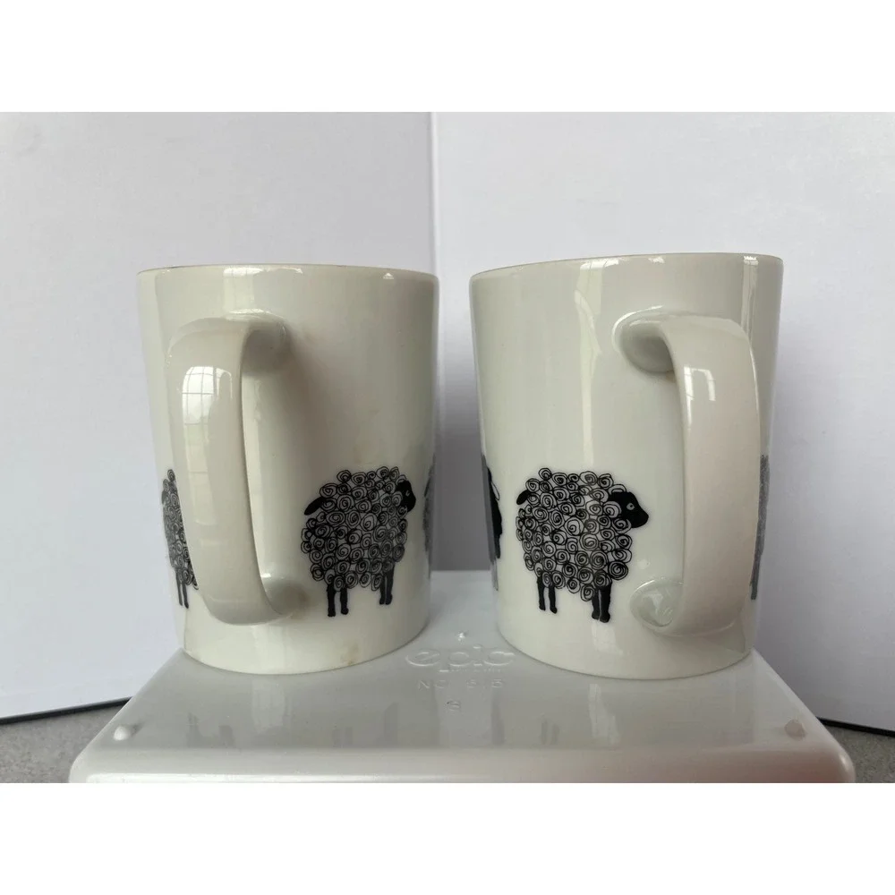 Vintage Fitz & Floyd‎ Black Sheep Mug Set of 2 Discontinued Variations Pattern